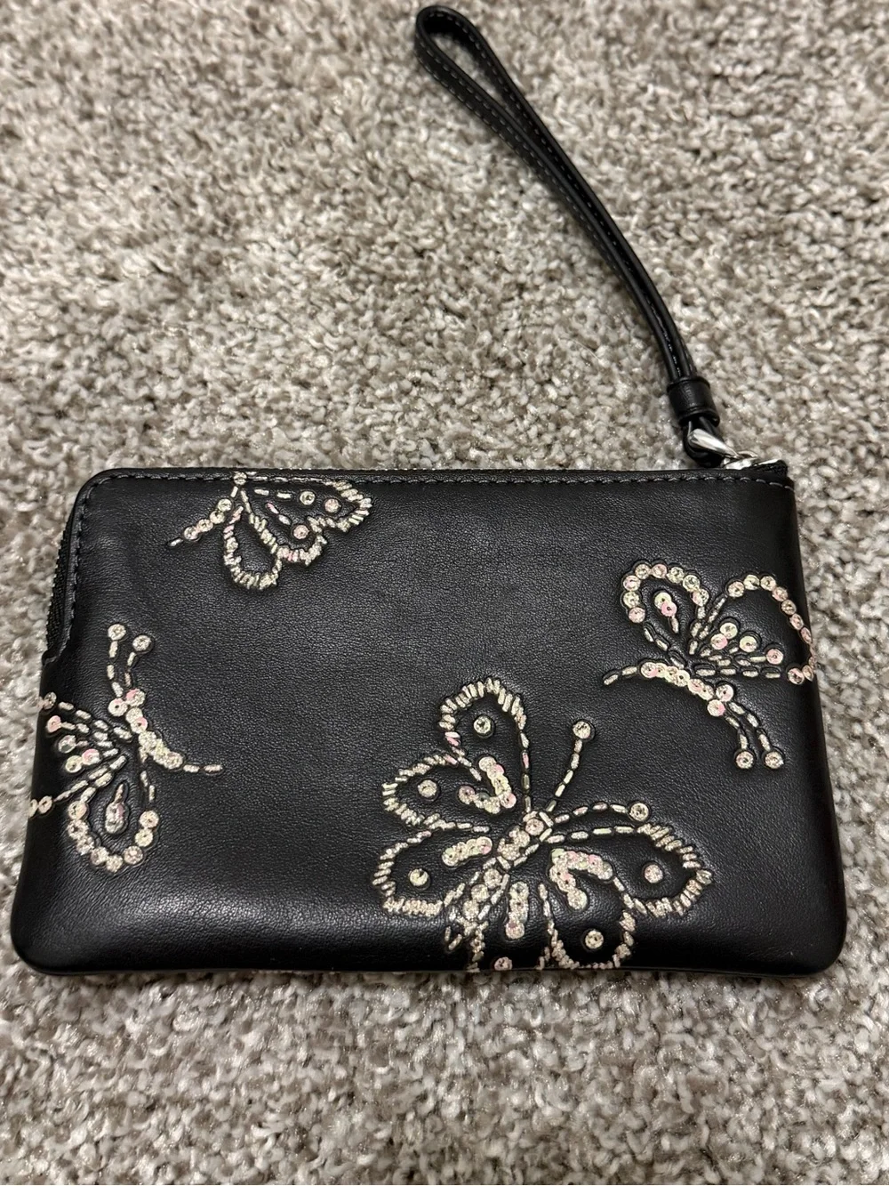 🦋 Coach Butterfly Embroidered Leather Wristlet